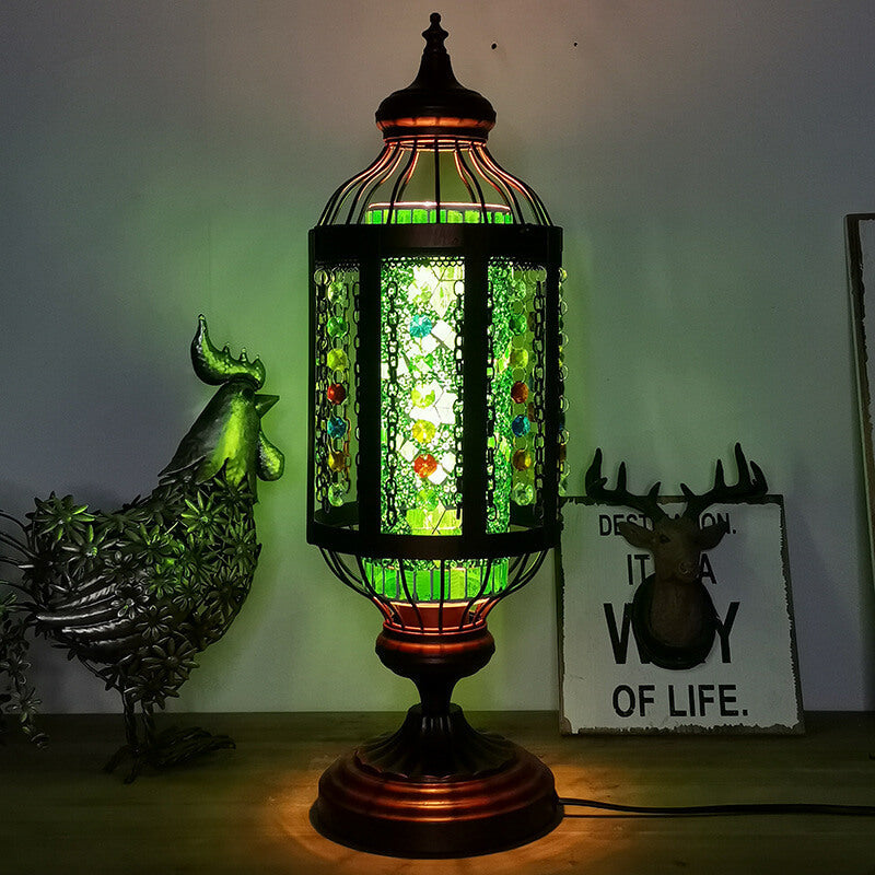Colorful Vintage Turkish Stained Glass Table Lamp for Home Decor Accent
