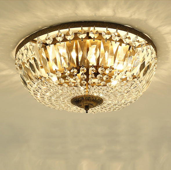 Antique Round Crystal Flush Mount Ceiling Light for Elegant Living Rooms