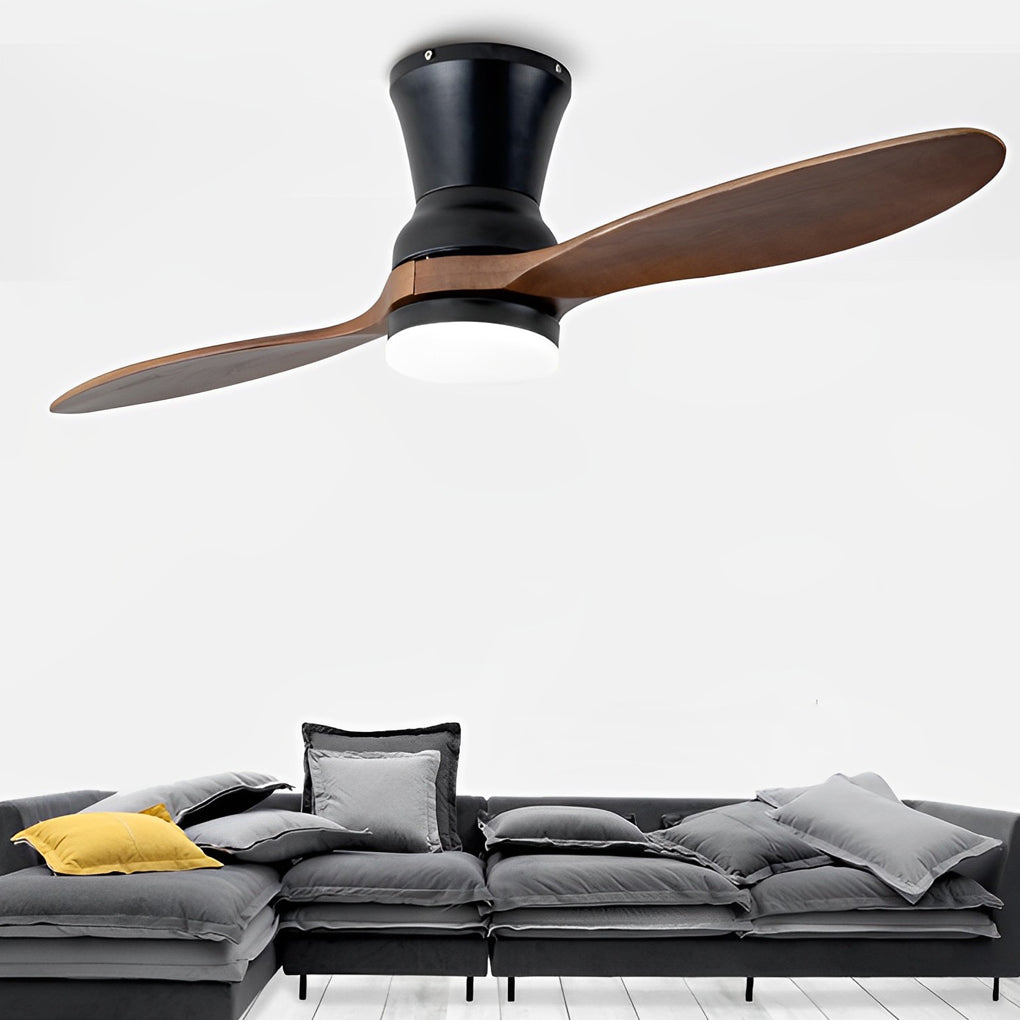 Modern Wood 18W Dimmable LED Ceiling Fan with Remote - Ideal for Living Rooms
