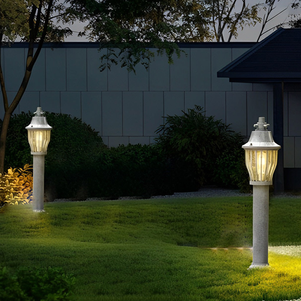Vintage-Style Hardwired Caged Aluminum Pathway Light for Outdoors