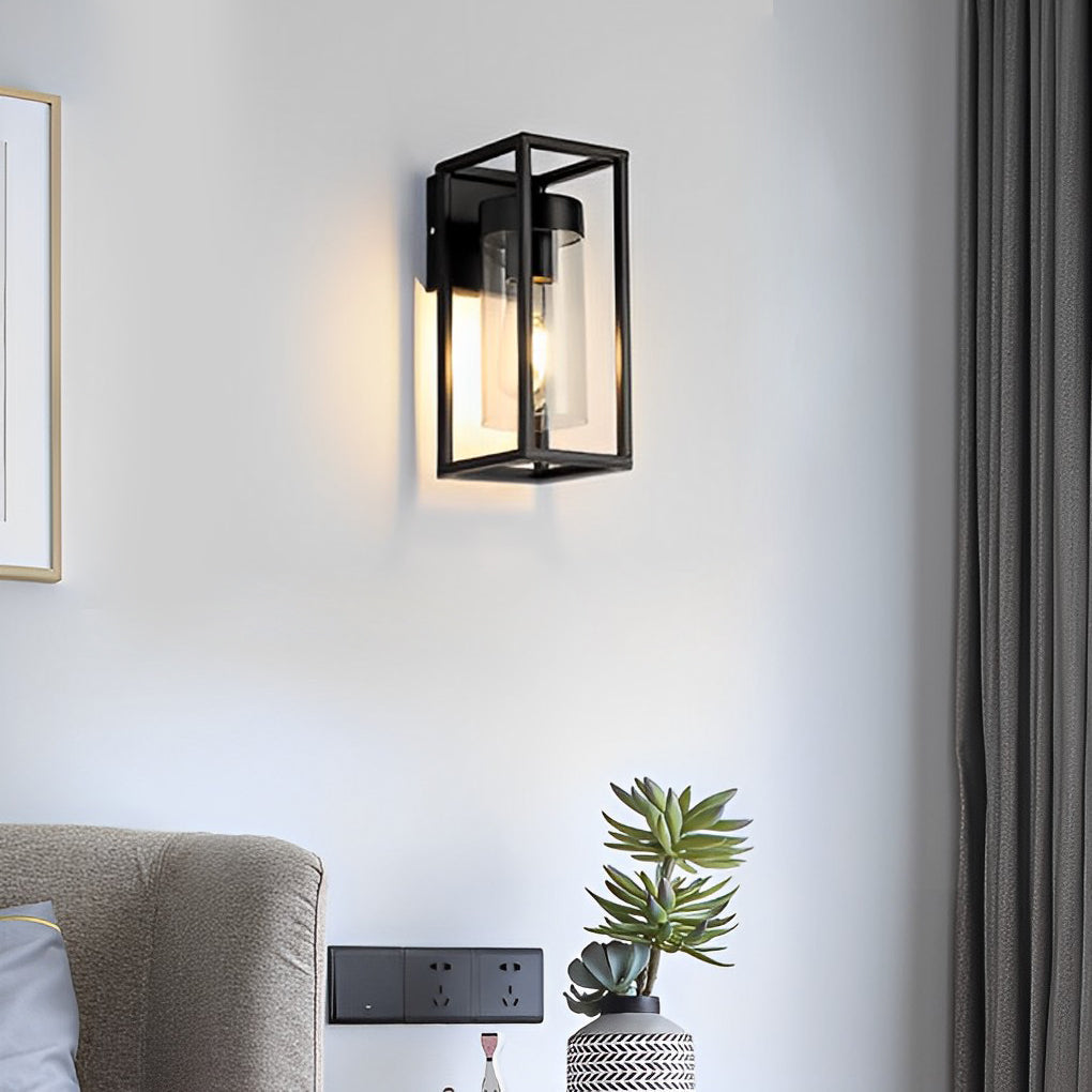 Black Iron Glass Retro Industrial Wall Lamp for Modern Home Décor