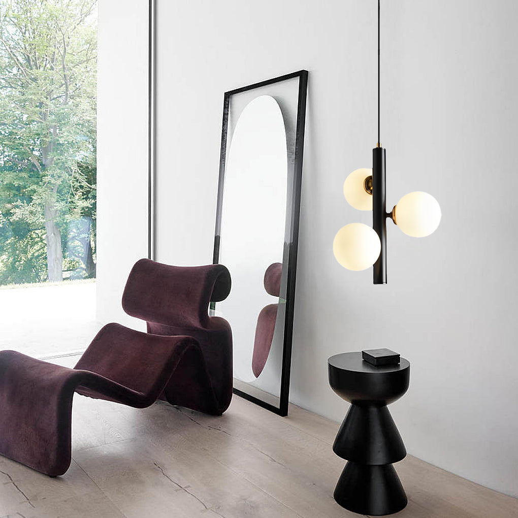 Nordic Glass Orb LED Chandelier Light for Stylish Dining Room Décor