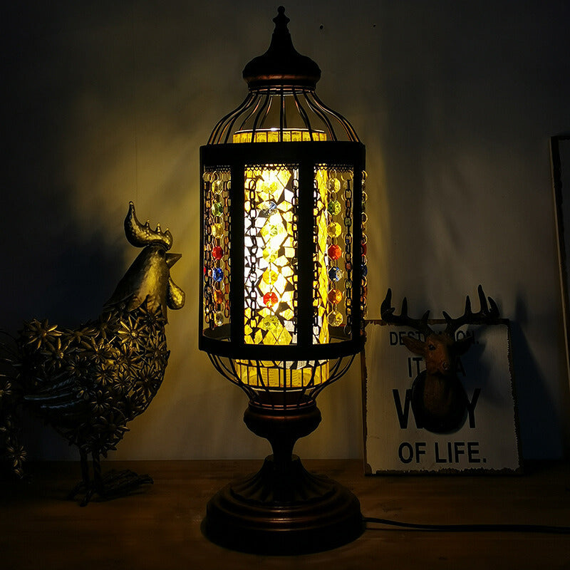 Colorful Vintage Turkish Stained Glass Table Lamp for Home Decor Accent