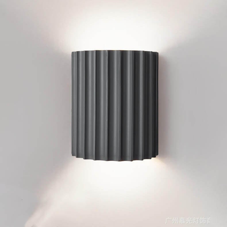 Macaron Pink Resin Striped Half Cylinder Wall Sconce for Contemporary Decor