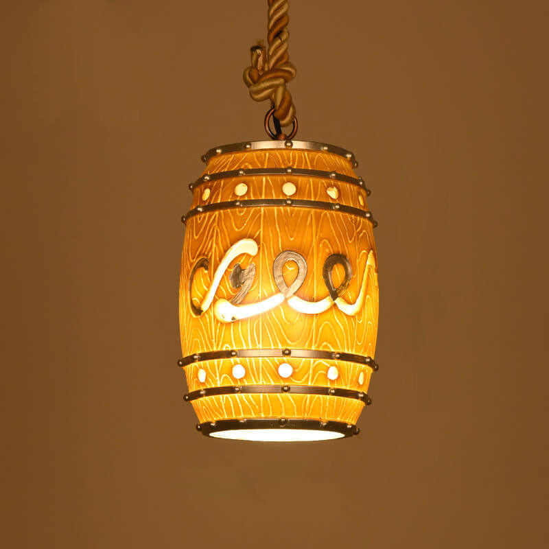 Rustic Vintage Wine Barrel Resin Pendant Light for Kitchen Dining Room