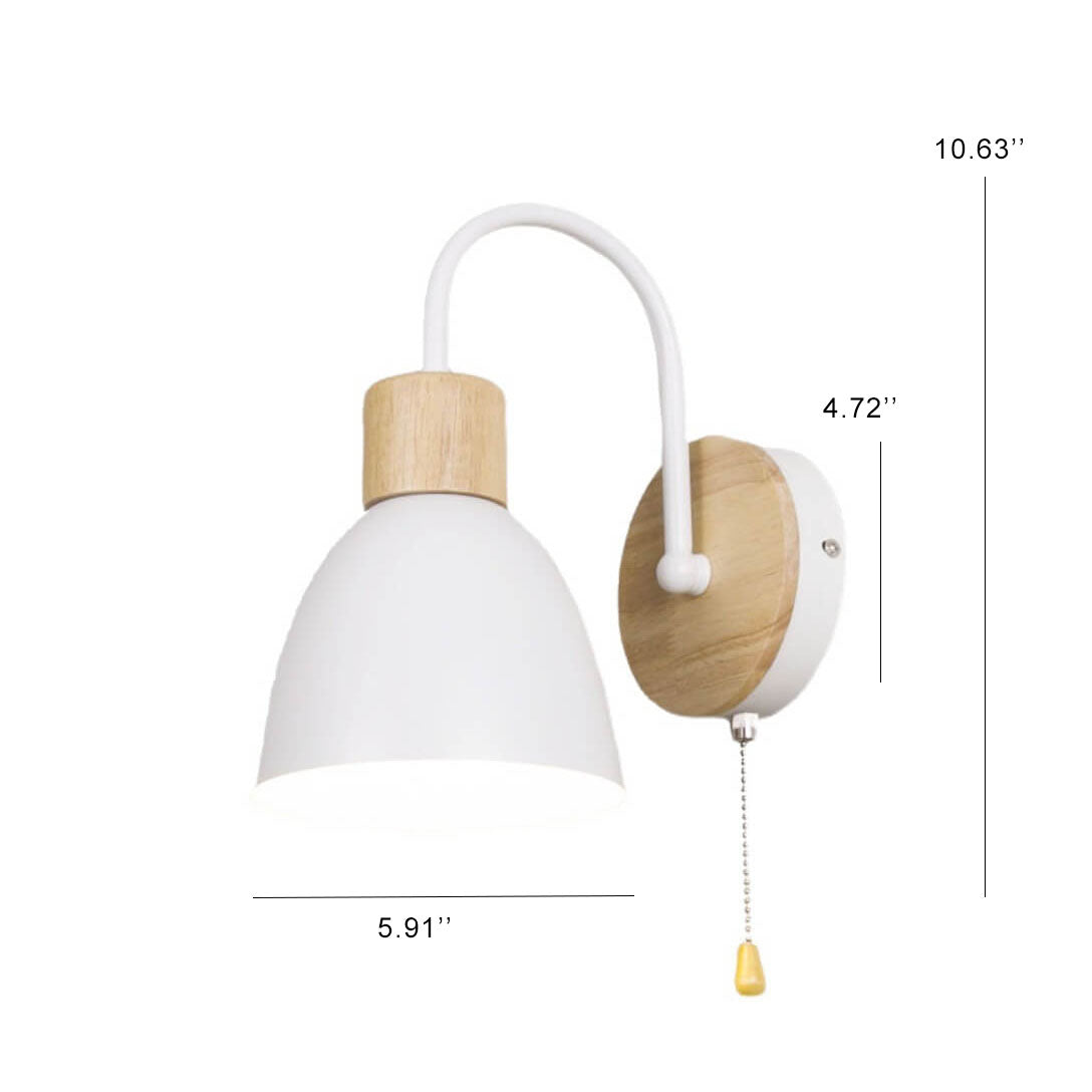 Elegant Nordic Style 1-Light Wall Sconce with Zipper Switch for Bedroom