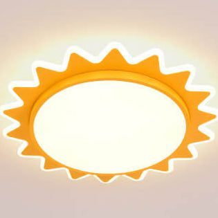 Playful Yellow Cartoon Sun LED Flush Mount Ceiling Light for Kids' Room