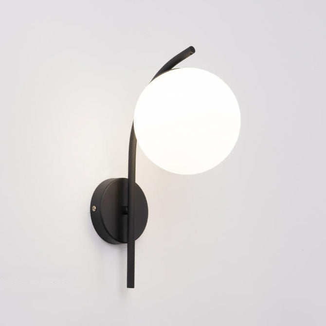 Nordic Arc Brass Glass Globe 1-Light Wall Sconce for Modern Interiors