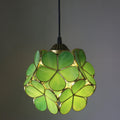 Antique Rose Stained Glass 1-Light Pendant Fixture for Dining Room