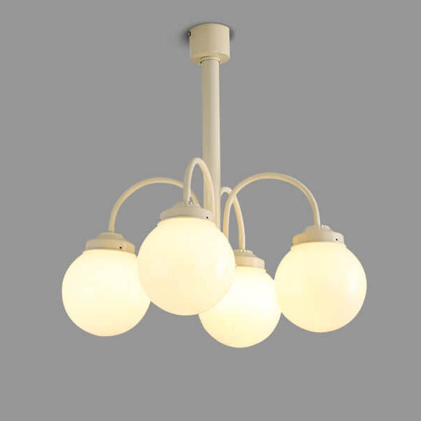 Retro Milky White Glass Orb Chandelier Fixture for Elegant Dining Spaces