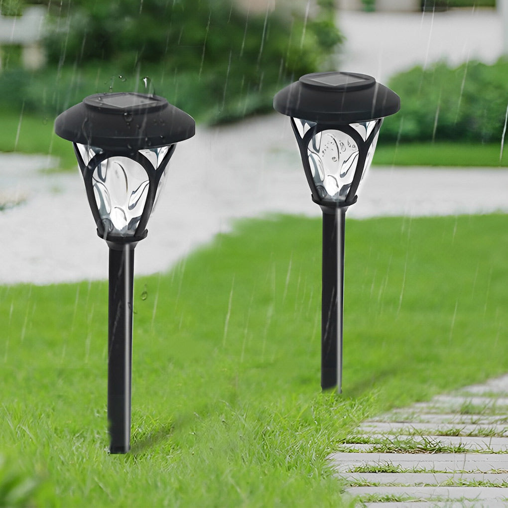 Set of 2 Modern Black LED Solar Lawn Lights for Outdoor Garden Décor