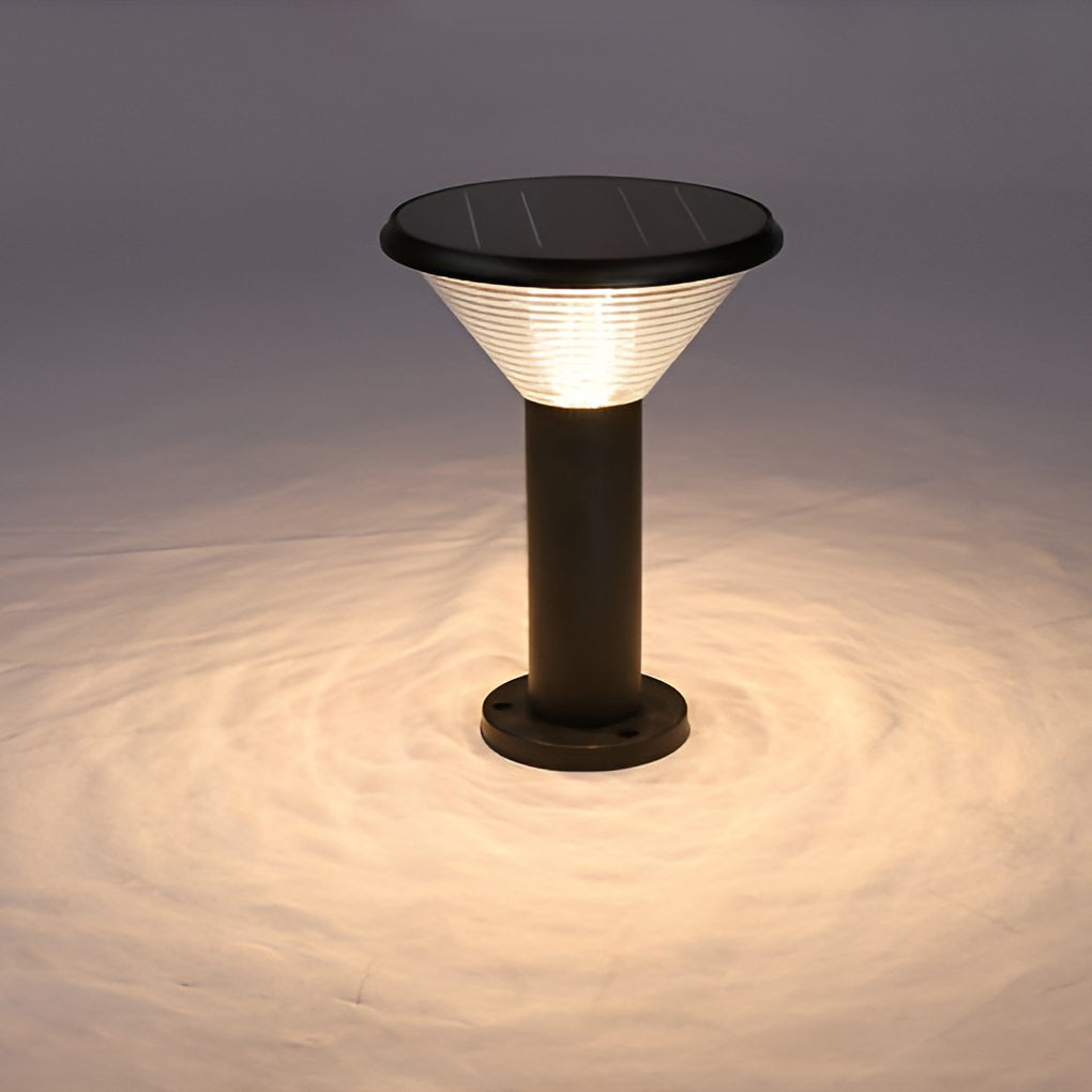 Sleek Black Cylindrical Solar LED Pathway Light for Outdoor Gardens
