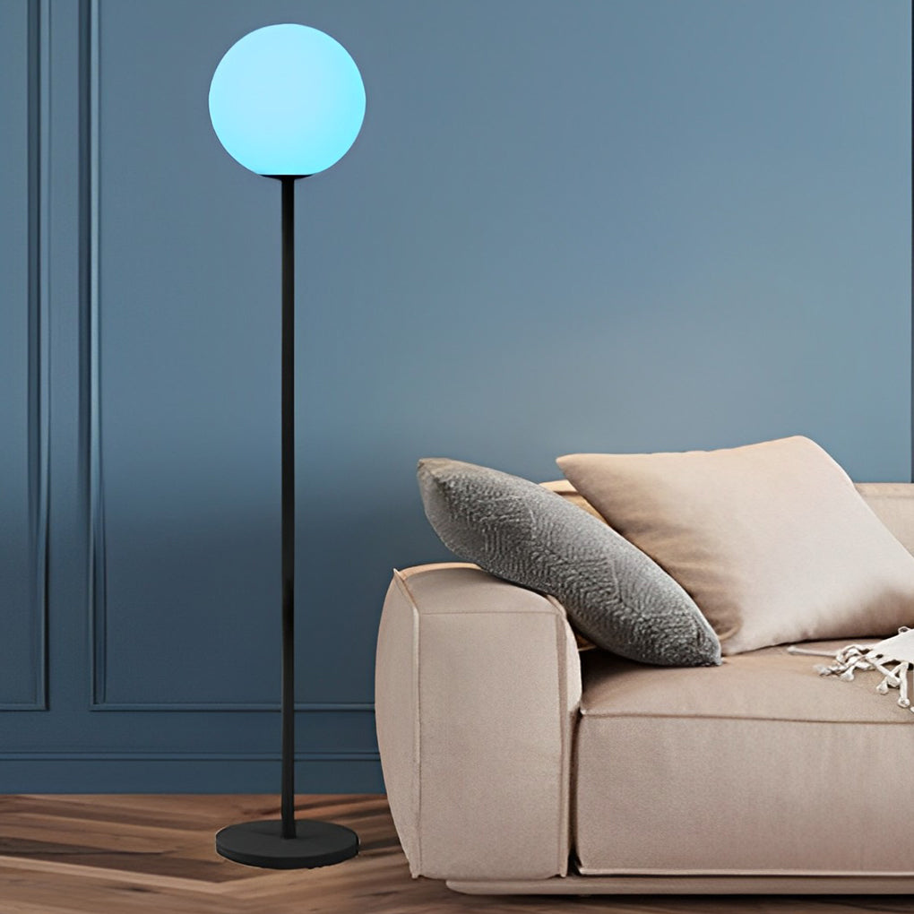 Smart App-Controlled RGB LED Globe Floor Lamp for Modern Living Spaces