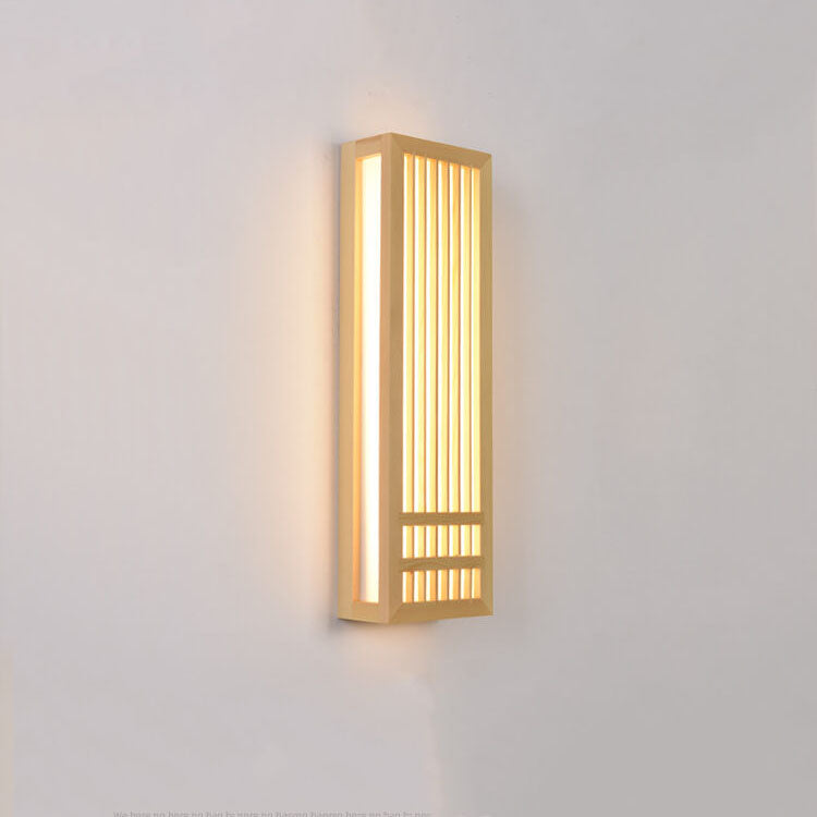Contemporary White Wood and Acrylic Rectangular LED Wall Sconce for Living Room