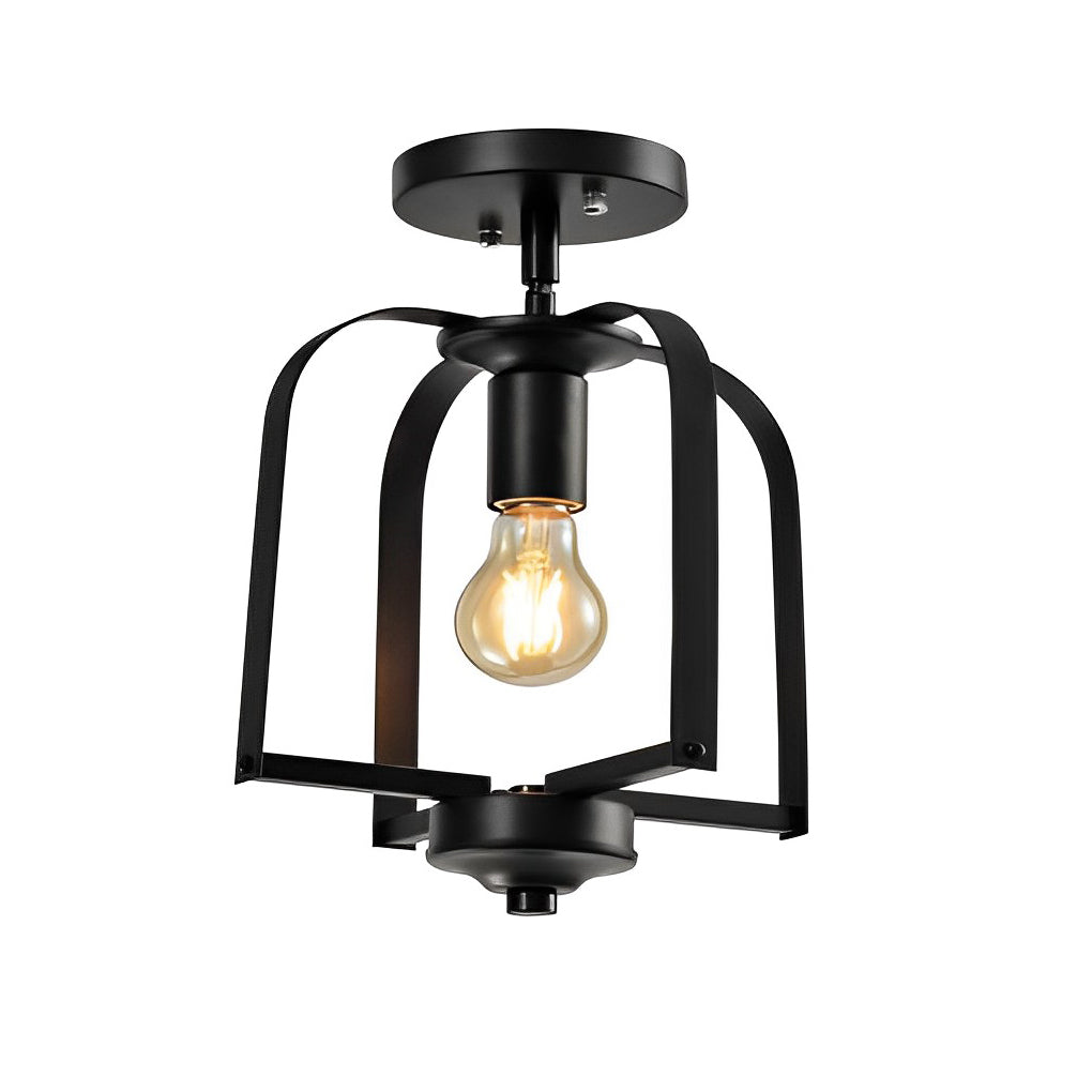 Rustic Iron Cage Chandelier Light Fixture for Country-Style Home Decor