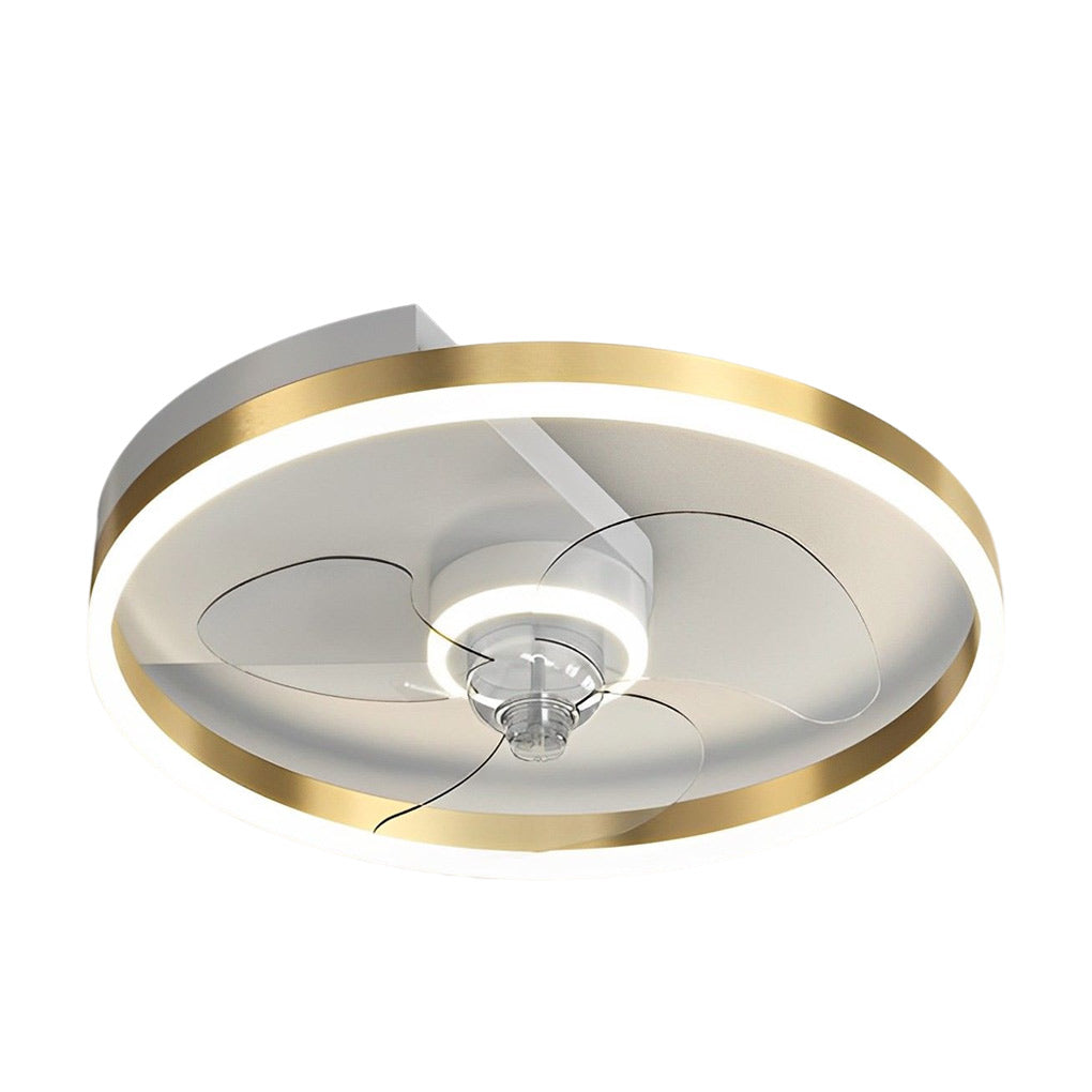 Modern White Bladeless LED Ceiling Fan with Mute Function for Living Room