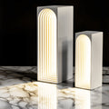 Modern Gray Concrete USB LED Rectangle Table Lamp for Contemporary Decor