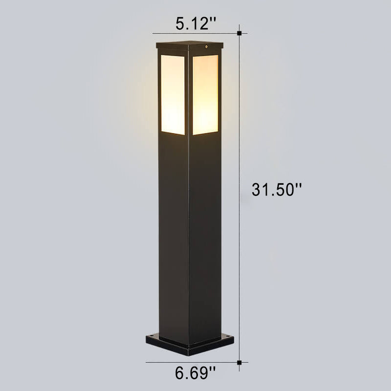 Contemporary Black Waterproof Solar Square Pathway Lantern for Outdoors