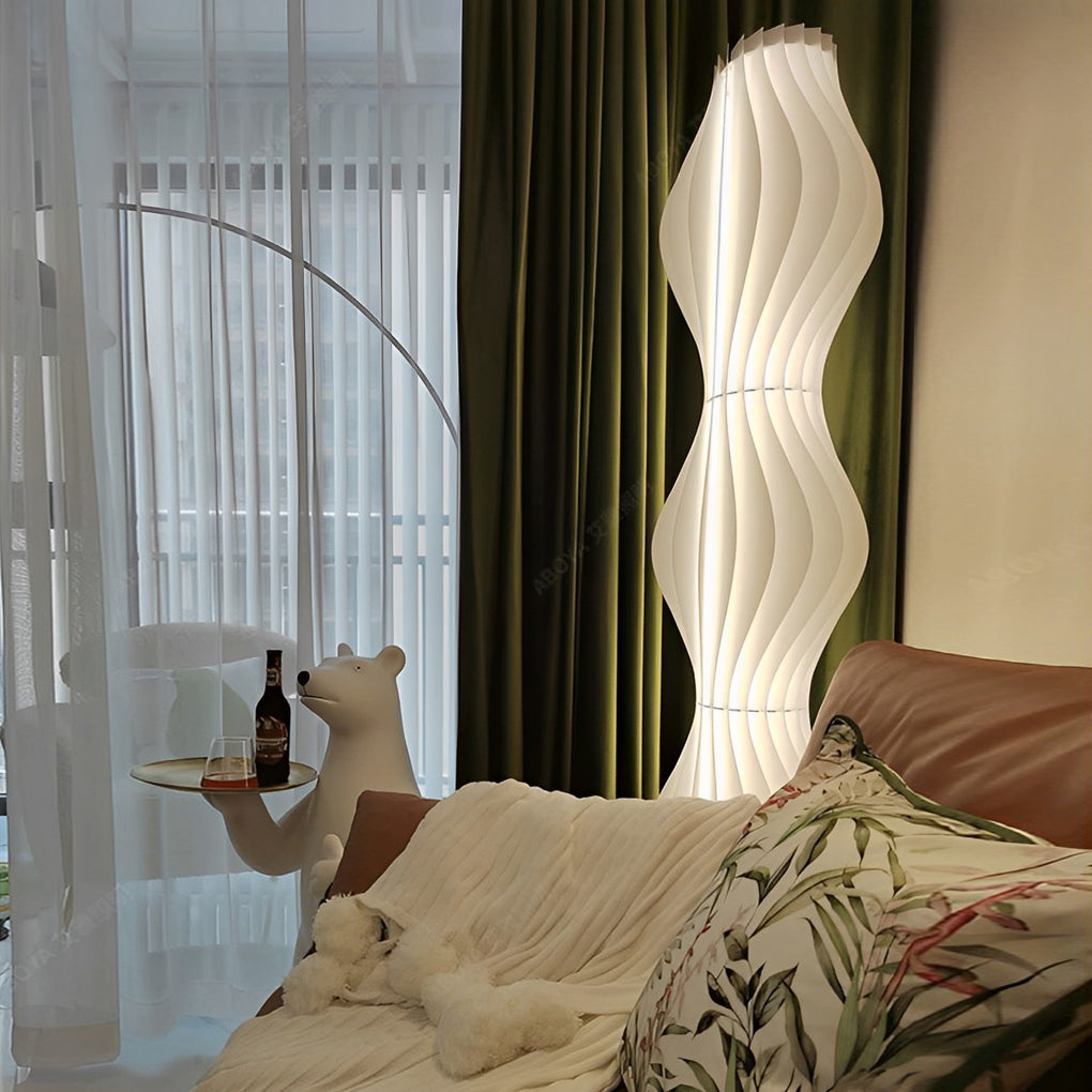 Modern Coastal Wavy White LED Floor Lamp for Beachy Living Room Decor