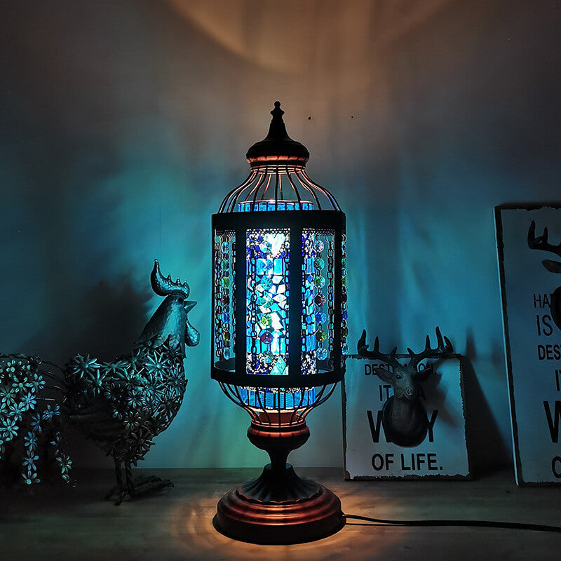 Colorful Vintage Turkish Stained Glass Table Lamp for Home Decor Accent