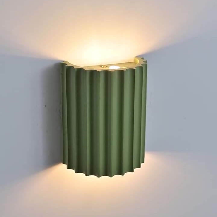 Macaron Pink Resin Striped Half Cylinder Wall Sconce for Contemporary Decor