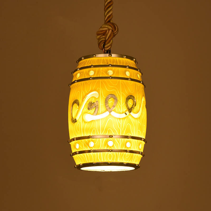 Rustic Vintage Wine Barrel Resin Pendant Light for Kitchen Dining Room