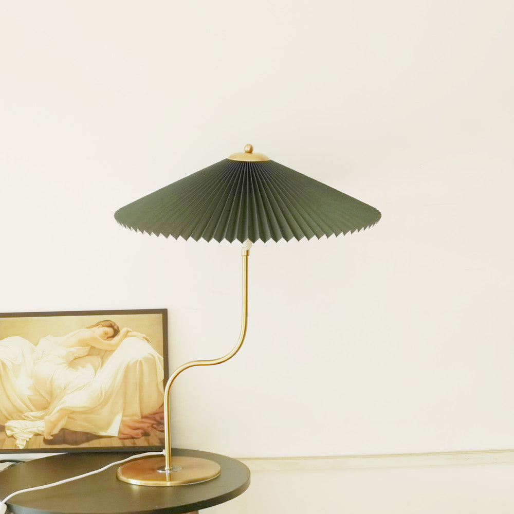 Vintage Pleated Fabric Table Lamp in Cream for Living Room Decor