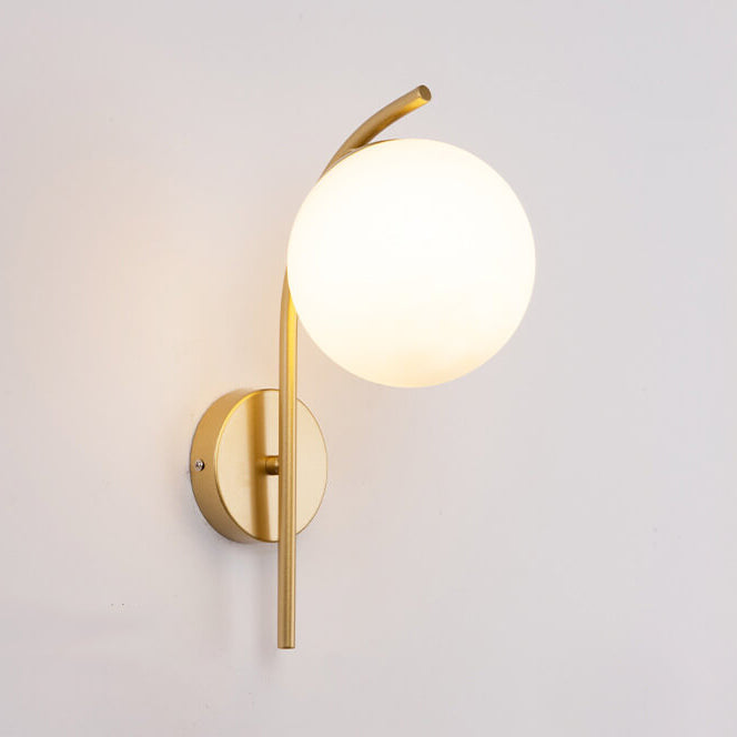 Nordic Arc Brass Glass Globe 1-Light Wall Sconce for Modern Interiors