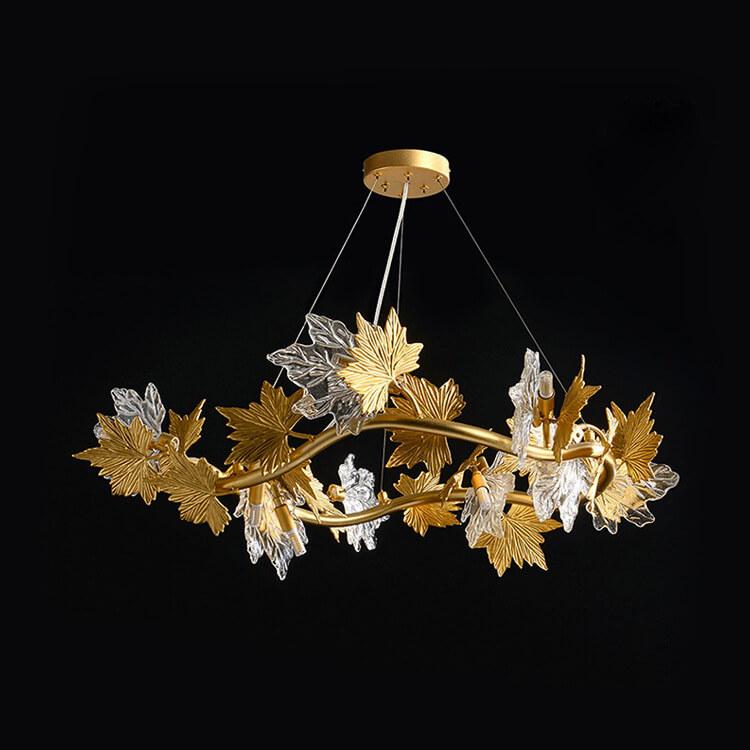 Modern Maple Leaf Glass Aluminum Chandelier for Dining Room Elegance