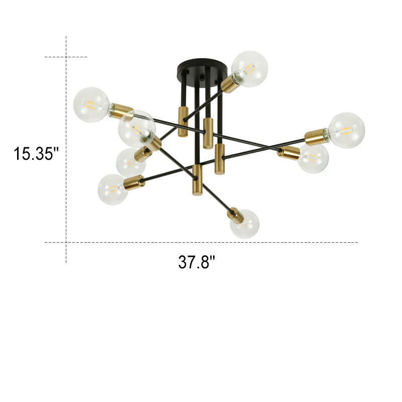 Nordic Minimalist Black Iron 4/6/8-Light Chandelier for Kitchen Island