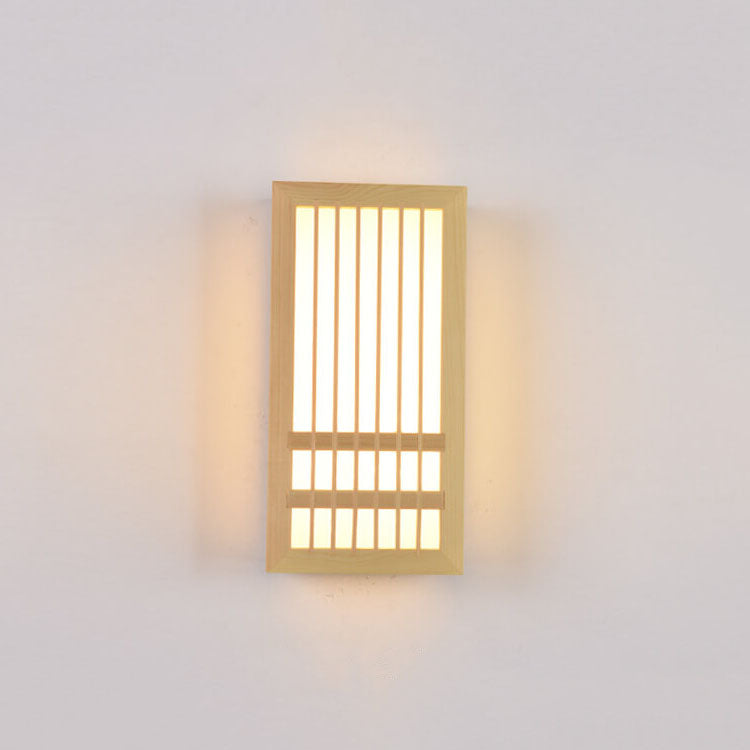 Contemporary White Wood and Acrylic Rectangular LED Wall Sconce for Living Room