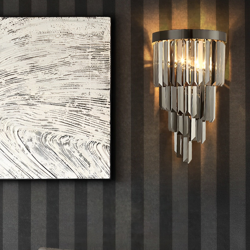 Post-Modern Clear Crystal and Metal LED Wall Lamp for Living Room