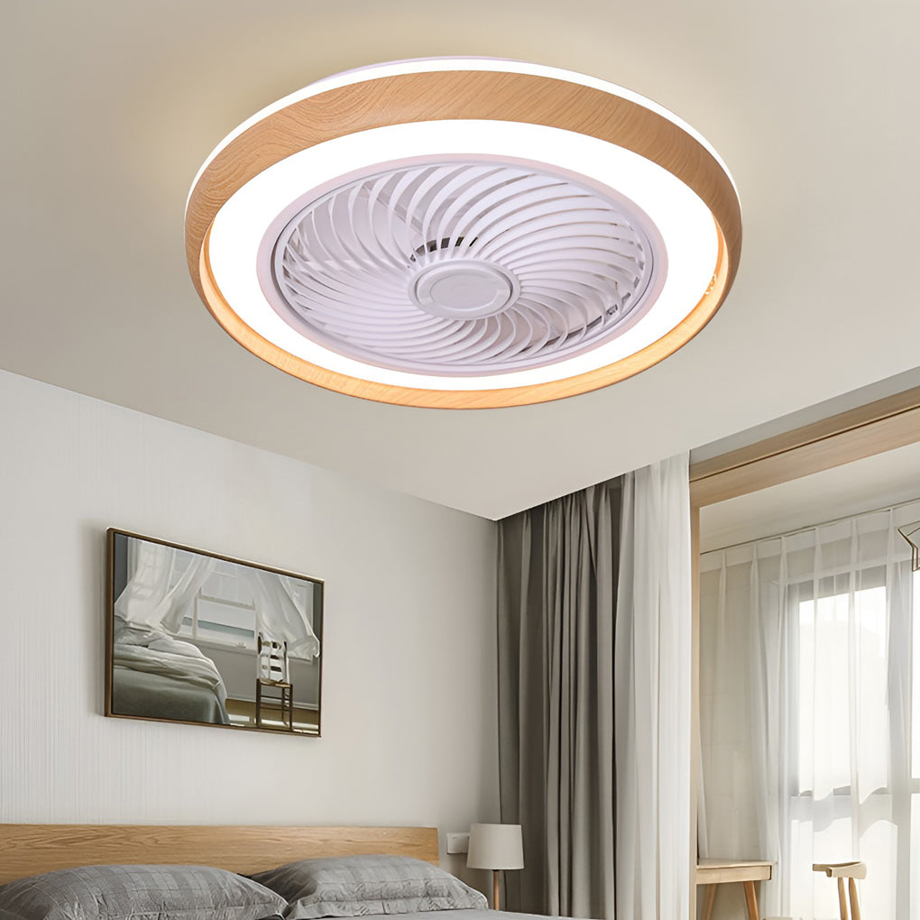 Sleek White Ultra-Thin LED Bladeless Ceiling Fan with Remote for Home