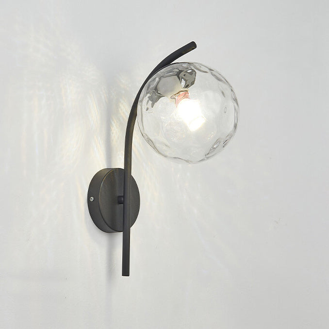 Nordic Arc Brass Glass Globe 1-Light Wall Sconce for Modern Interiors
