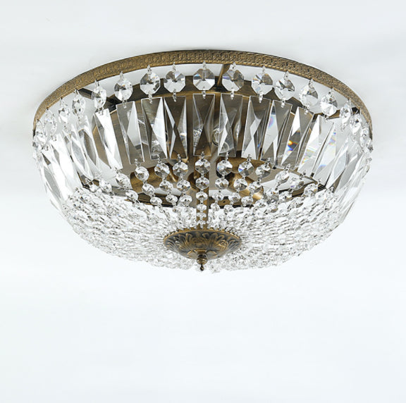 Antique Round Crystal Flush Mount Ceiling Light for Elegant Living Rooms