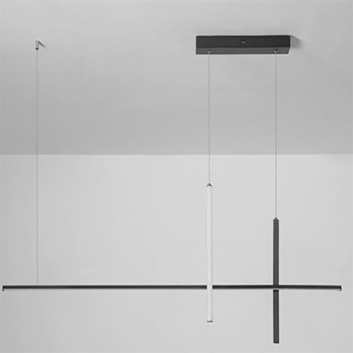 Sleek White Minimalist Long Line LED Chandelier for Dining & Living Room
