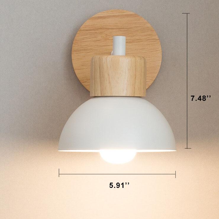 Nordic Style Wood and Metal 1-Light Wall Sconce for Living Room Decor