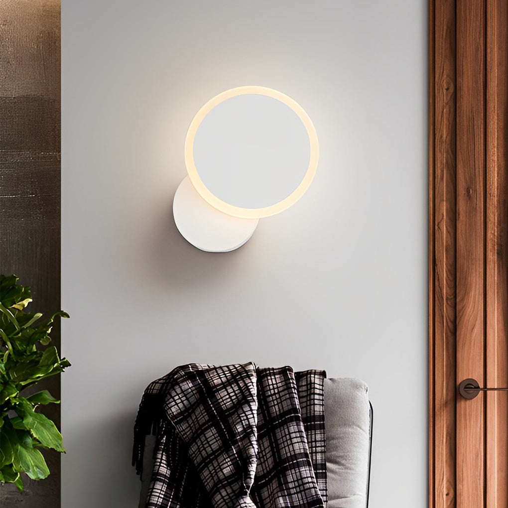 Modern White Acrylic Round Rotatable LED Wall Sconce for Living Room