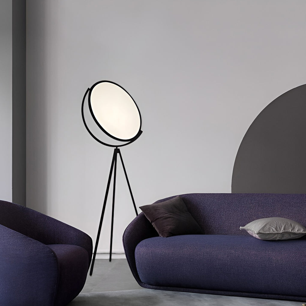 Contemporary Black Metal Rotating LED Tripod Floor Lamp for Living Room