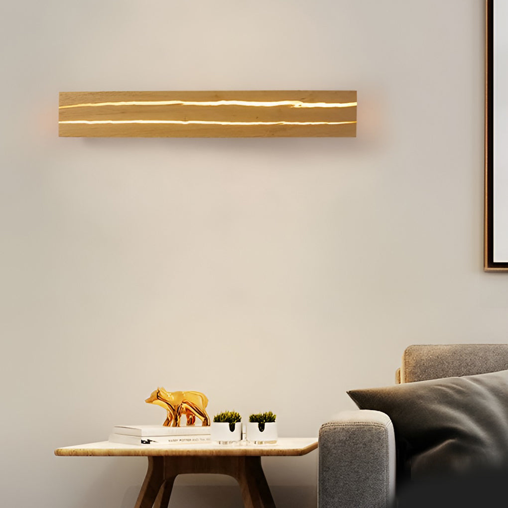 Adjustable Dark Wood LED Wall Lamp with Three Dimming Levels for Modern Living Spaces