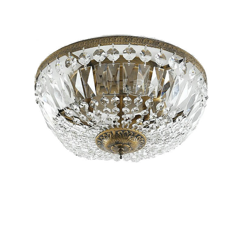 Antique Round Crystal Flush Mount Ceiling Light for Elegant Living Rooms