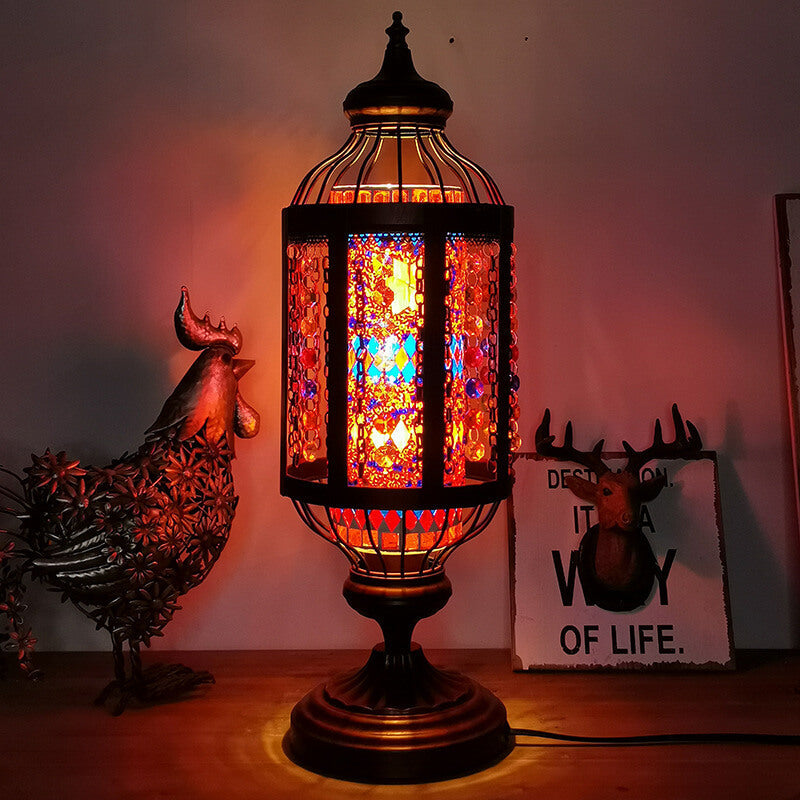 Colorful Vintage Turkish Stained Glass Table Lamp for Home Decor Accent