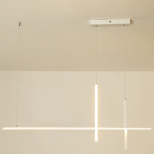 Sleek Black Long Line LED Chandelier Pendant Light for Dining Room