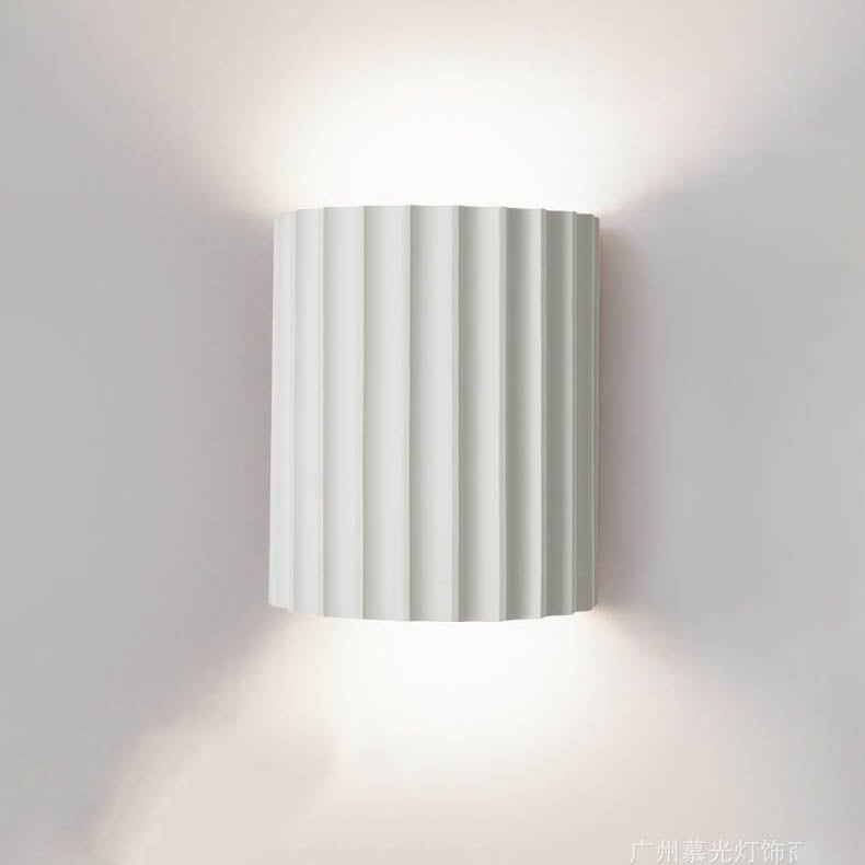 Macaron Pink Resin Striped Half Cylinder Wall Sconce for Contemporary Decor
