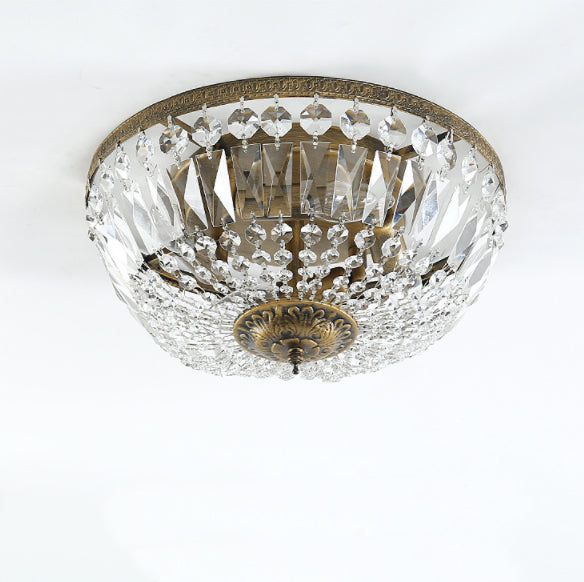 Antique Round Crystal Flush Mount Ceiling Light for Elegant Living Rooms