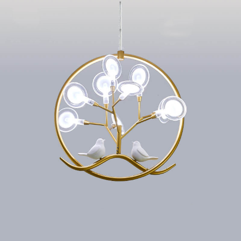 Nordic Metal 9-Light Circular Chandelier for Modern Living Room Decor