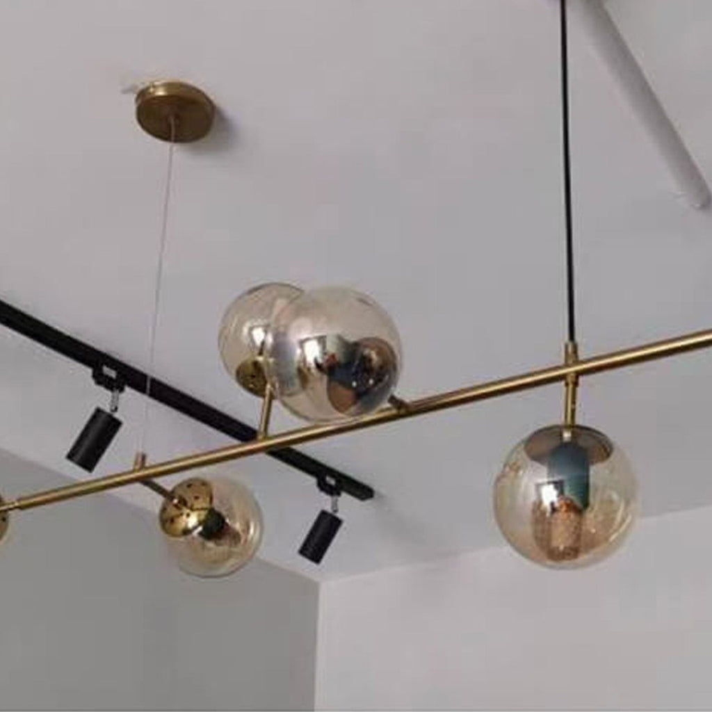 Elegant Modern Minimalist 6-Light Glass Globe Chandelier for Dining Room