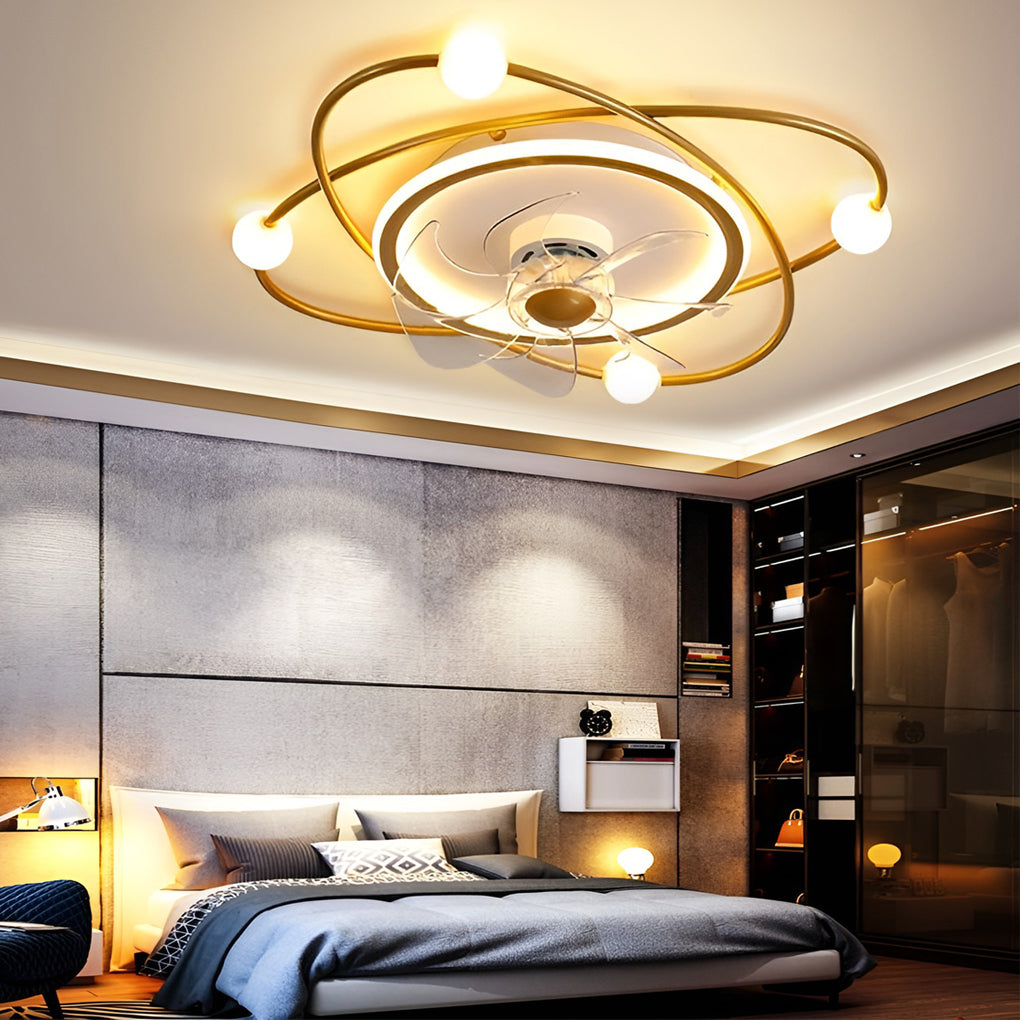 Nordic Style Dimmable LED Ceiling Fan Light in Elegant White Finish