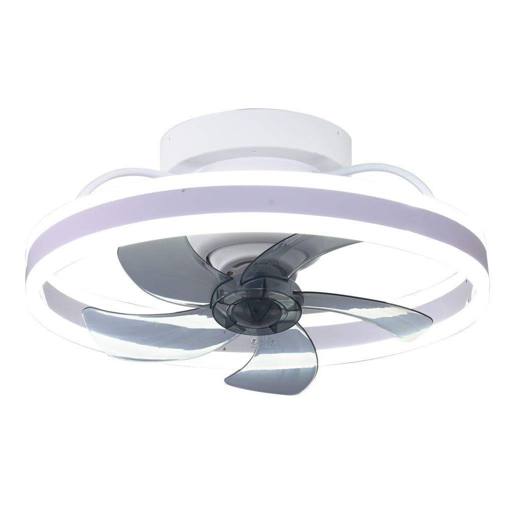 Modern White Round LED Ceiling Fan Light with 360° Rotation for Living Room