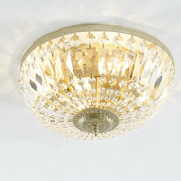 Antique Round Crystal Flush Mount Ceiling Light for Elegant Living Rooms